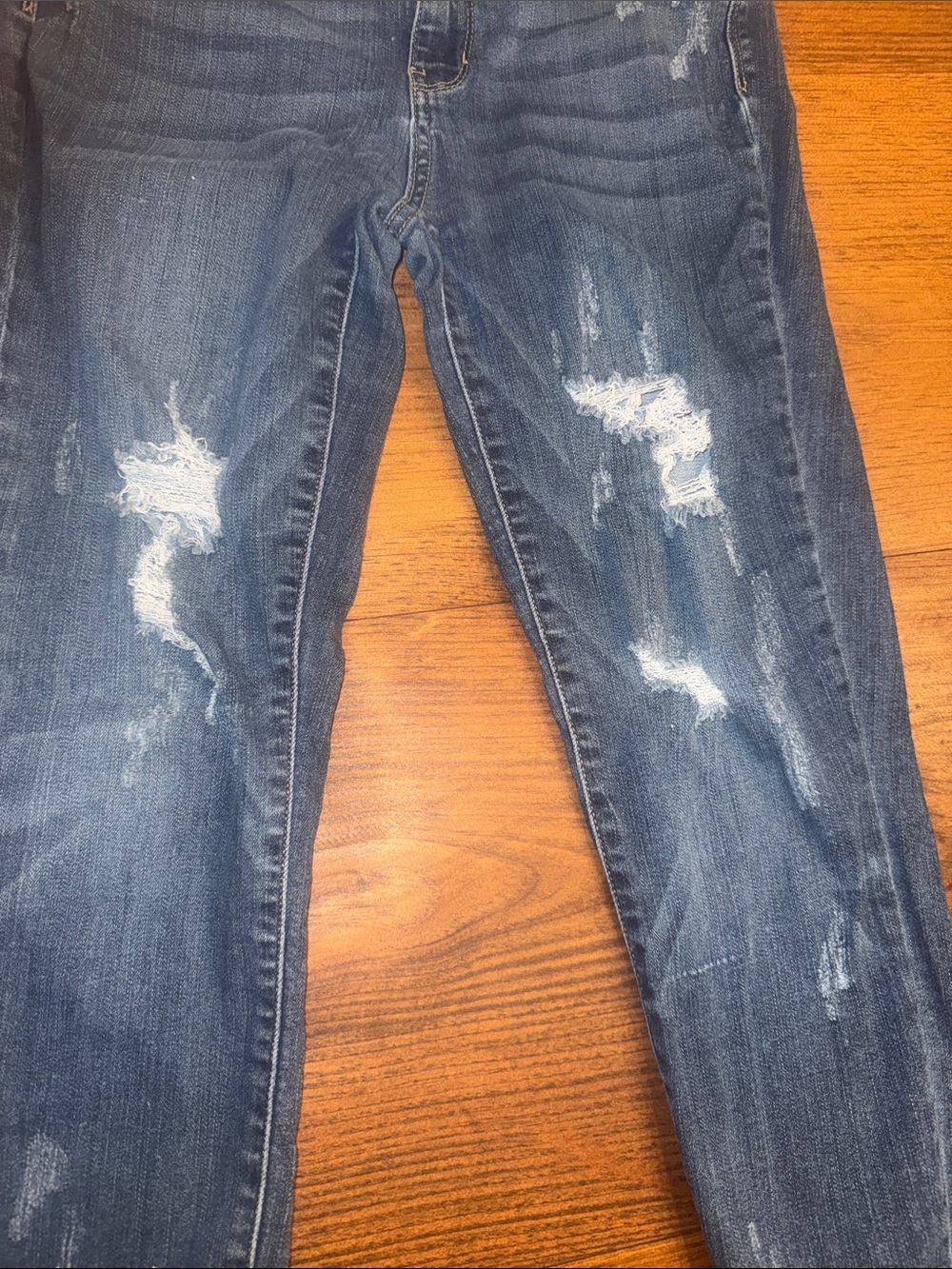 Judy Blue Medium Blue Distressed Skinny Jeans - Picture 3 of 8